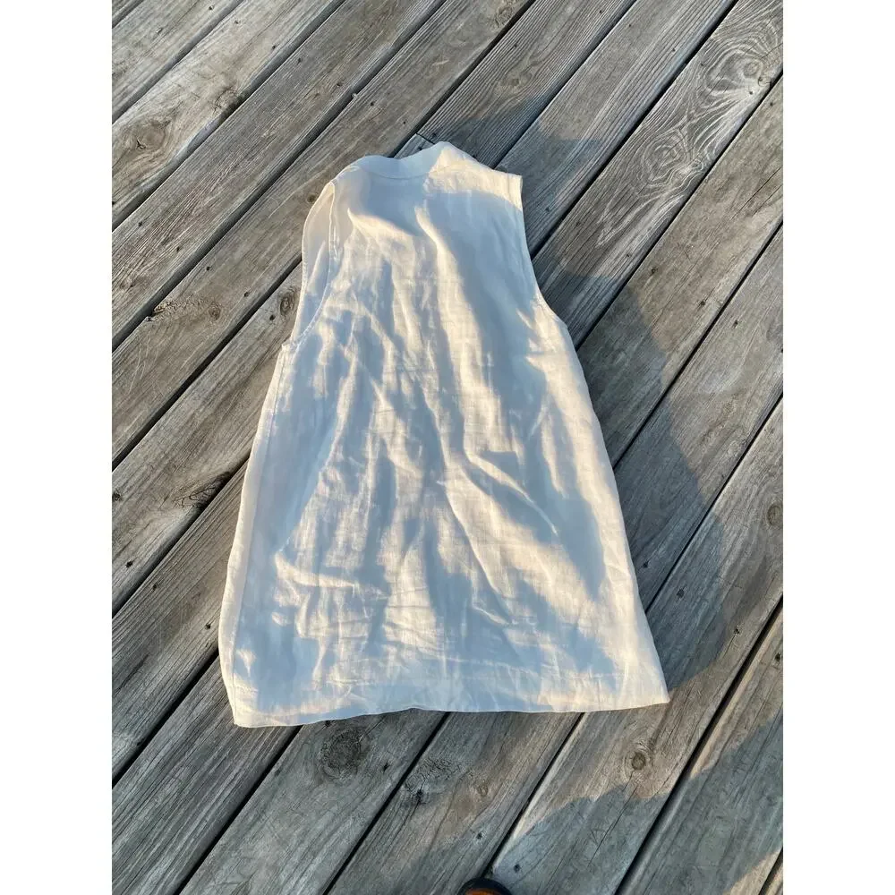 Free People 100% Linen Nue Mini Dress - Soft White - Size Small